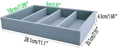 Vista 7 de Organizador apilable de terciopelo gris bandeja apilable de calidad premium (bandeja para gafas)