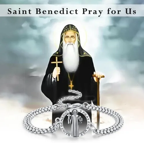 Vista 63 de Pulsera unisex de San Miguel/Cristóbal/Benedicto/Jude/José/Guadalupe/Ángel de la Guarda/Santa Muerte Pulsera de plata de ley 925 con cadena de doble