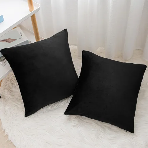 Vista 4 de Juego de 2 fundas de almohada decorativas de terciopelo, funda de cojín cuadrada suave para decoración del hogar para sala de estar, sofá o cama