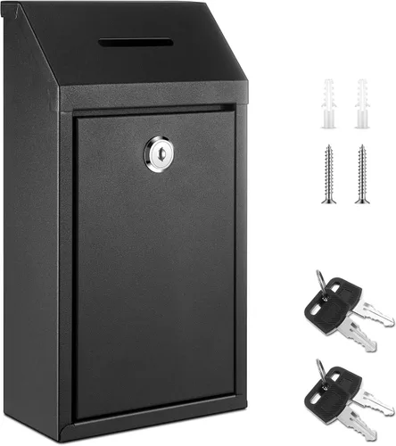 Vista 18 de Yaocom Caja de Recolectión de Donaciones de Efectivo de Metal Caja de Sugerencias Segura con Cerradura Montada en la Pared Buzón de Entrega