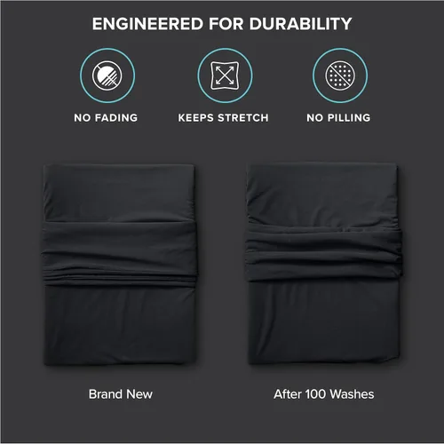 Vista 4 de Bare Home Cooling Performance - Juego de sábanas elásticas de punto de jersey, absorben la humedad y son transpirables, sábanas elásticas en 4
