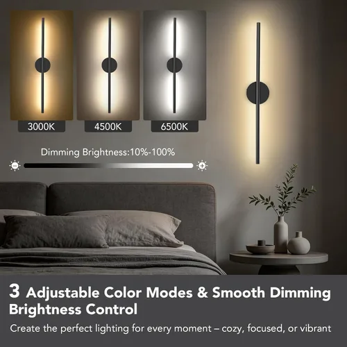 Vista 2 de TONYFUL Battery Operated Wall Sconce Set of 2 for Bedroom, Living Room Rechargeable, 6000mAh Dimmable Bulbs, Remote, 3000K-6500K LED Wall Lights