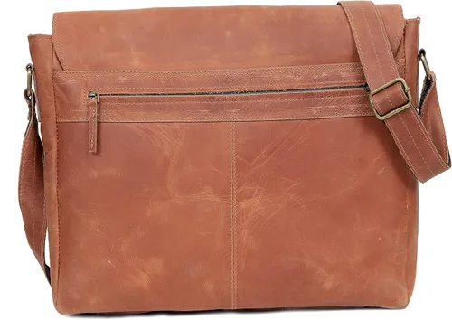 Vista 5 de Bolso de mensajero de piel vintage de 18 pulgadas hecho a mano bolsa para laptop bolsa de mensajero acolchada bolsa de mensajero escolar marrón