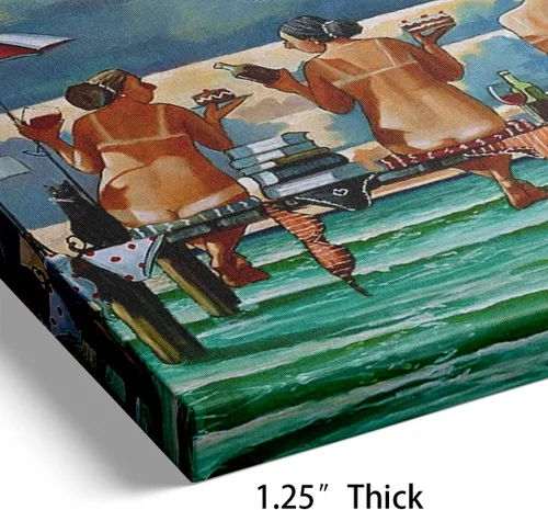 Vista 3 de Ronald West - Lienzo decorativo para pared, diseño de playa para niñas, pintura de paisaje marino, decoración de baño y playa, 12 x 18 pulgadas