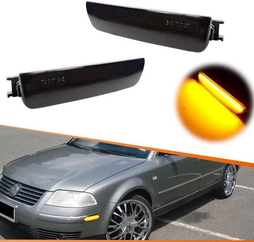 Vista 5 de ADIIL Carcasas de luz de marcador lateral para parachoques delantero con lente anaranjada para VW Passat B5.5 2001 2002 2003 2004 2005, reemplazan