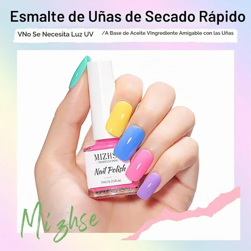Vista 3 de MIZHSE Juego de esmaltes de uñas de secado rápido, 24 colores para primavera y verano, esmalte de uñas regular, sin gel, secado al aire, rápido