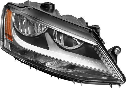 Vista 3 de Conjunto de faro delantero, carcasa cromada, reflector ámbar compatible con Jetta 2011-2018, paquete de 1 (lado derecho del pasajero)