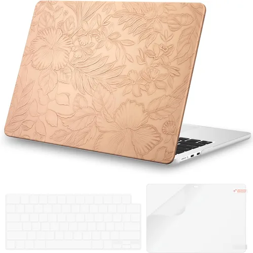 Vista 20 de iCasso - Funda compatible con MacBook Air de 13 pulgadas, versiones 2020-2018 A2337 M1 A2179 A1932, carcasa rígida de plástico con textura de cuero