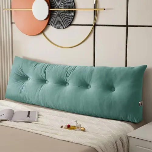 Vista 11 de Almohada para cabecero de cama enrollable, almohada de respaldo de cuña para sentarse en la cama con bolsillo lateral, almohada de lectura