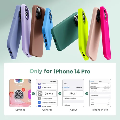 Vista 6 de Cordking Funda diseñada para iPhone 14 Pro, funda de silicona ultra delgada, a prueba de golpes, con [forro de microfibra suave antiarañazos], 6.1