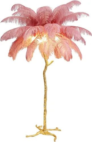 Vista 8 de Lámpara de Pie Natural de Pluma de Avestruz, Lámpara de Pie LED Moderna Regulable, Lámpara de Rincón Romántica de Princesa para Dormitorio