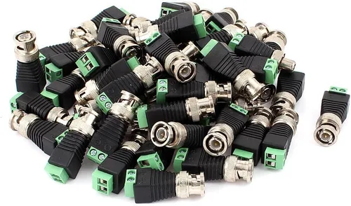 Vista 2 de maxllto CAT5/CAT6 Cable a BNC conector macho, 50 pcs coaxial Cat5/CAT6 a la cámara CCTV BNC Video Balun conector Coaxial tornillo