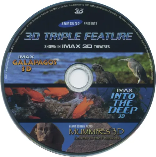 Vista 3 de Samsung IMAX 3D Triple Característica Galapagos Into The Deep Mummies Secrets of The Pharaohs Blu-Ray Player