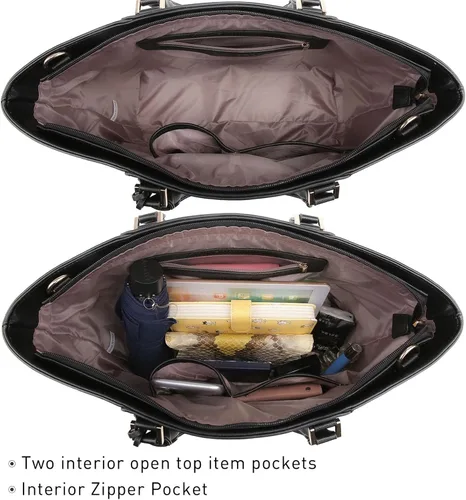 Vista 5 de DASEIN - Bolsa de mano para mujer, bolsa tipo bandolera, asa superior, bolsa plana para trabajar