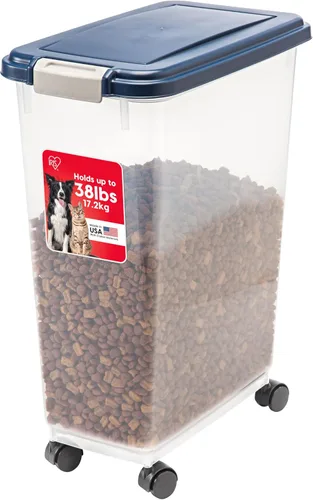 Vista 14 de IRIS USA Contenedor hermético de almacenamiento de alimentos para perros, hasta 40 libras, ruedas acoplables, para almacenamiento de alimentos