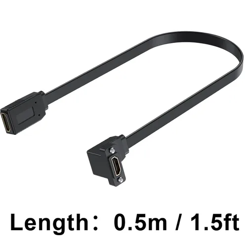 Vista 7 de Poyiccot Cable HDMI plano, cable de extensión HDMI de montaje en panel 4K, 18 Gbps en ángulo superior hembra a hembra, compatible con Ethernet 3D 4K