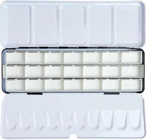 Vista 12 de FCLUB Sartenes vacías de acuarela – 20 sartenes completas (3ml) y 20 sartenes medias (2ml), sartenes de pintura de acuarela de plástico rellenables