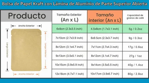 Vista 2 de FERENLI 100 bolsas de sellado térmico Mylar con tapa abierta de papel kraft
