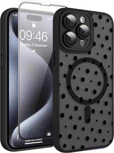 Vista 13 de Magnético para iPhone 13 con protector de pantalla [Compatible con MagSafe] Diseño de patrón floral de flores bonitas, funda delgada a prueba