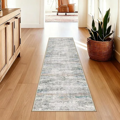 Vista 65 de Alfombra de pasillo lavables de 2 x 5, moderna alfombra abstracta para corredor, alfombra de pasillo de cocina ultrafina con respaldo