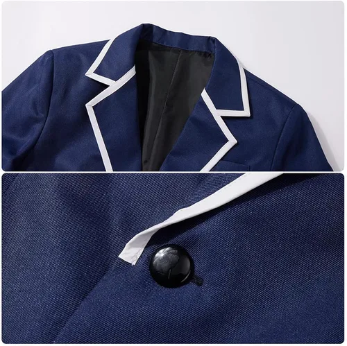 Vista 5 de Anime Sasaki Shuumei Miyano Yoshikazu - Disfraz de cosplay para hombres adultos, trajes azul marino, abrigo y pantalones, uniforme escolar, Halloween