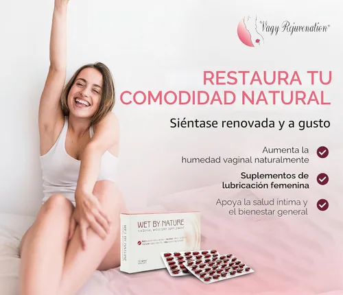 Vista 2 de Wet by Nature 60 píldoras Hidratación femenina natural para apoyo a la menopausia y comodidad duradera Suplemento oral diario sin estrógenos