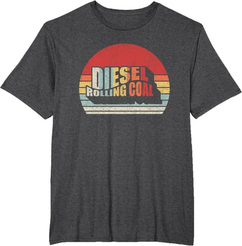Vista 15 de Camiseta de camión diésel con motor diésel retro y divertido de carbón, Negro