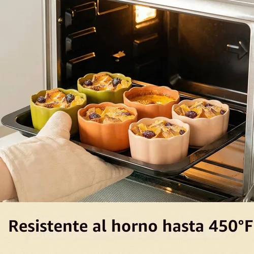 Vista 3 de Juego de 6 moldes de cerámica de 6 onzas, varios colores Colores surtidos