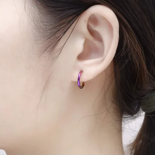 Vista 4 de Aretes de aro finos de acero inoxidable quirúrgico de 0.236 in0.315 in0.394 in, aretes de aro pequeños para mujeres y hombres