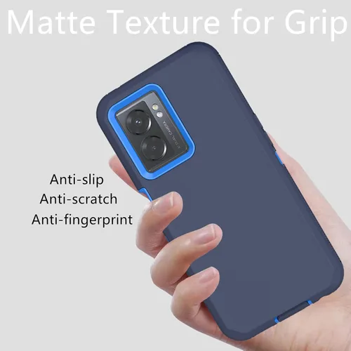 Vista 7 de Funda protectora resistente para Oneplus Nord N300 5G, resistente a prueba de polvo, a prueba de golpes, protección contra caídas, 3 en 1, funda Azul