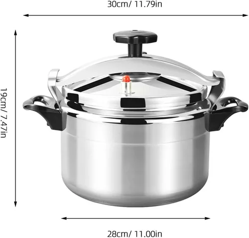 Vista 2 de PRETYZOOM Olla a presión de 11 cuartos de galón, acero inoxidable, con cerradura de una sola mano, con válvula de resorte, compatible con gas e