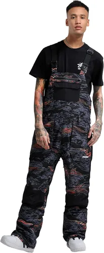 Vista 3 de GSOU SNOW Pantalones de esquí para hombre, overol de nieve para snowboard, impermeable, resistente al viento, con correa ajustable, para invierno
