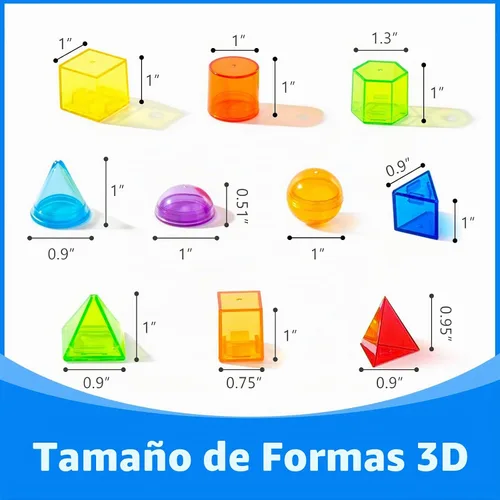 Vista 4 de 60 piezas de formas 3D para enseñanza - Manipulativos de mesa ligera - Formas geométricas para el aula