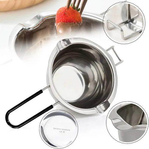 Vista 3 de Olla de Fusión de Doble Caldera con 600ML, Olla de Fusión de Chocolate de Acero Inoxidable con Mango Resistente al Calor para Mantequilla Caramelo