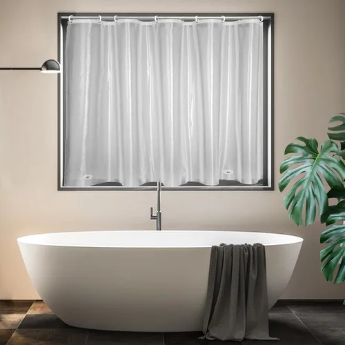 Vista 6 de Cortina de ventana de ducha, cortina de vinilo impermeable para ventana corta de baño, 30 x 30 pulgadas, cortina corta de privacidad de vinilo PEVA