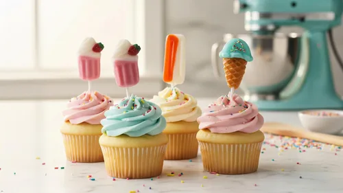 Vista 6 de Paletas de postre de caramelo de 24 unidades, batido, helado y paleta, crema de fresa, crema de naranja y lechones de crema de arándanos