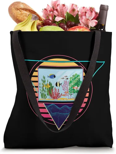 Vista 4 de Futurista Fish Tank Synthwave Vaporwave Aquarium Bolsa de asas estética