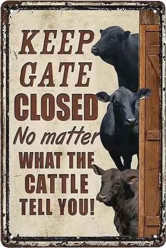 Vista 6 de Letrero de metal con texto en inglés "Keep Gate Closed" de Alpaca Farm Keep Gate Closed, divertido letrero de precaución de metal para valla