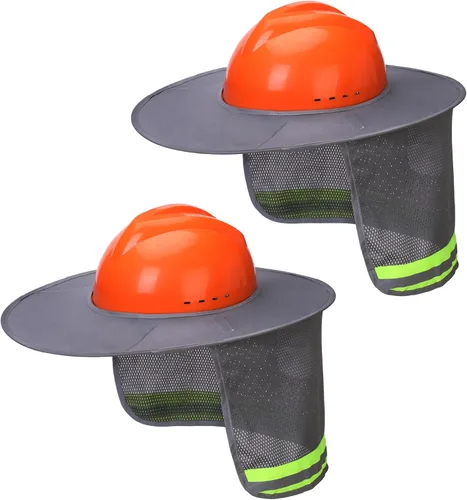Vista 23 de Casco Industrial UNCO con Protector Solar, Verde, Visera Completa y Estándar de Malla, Alta Visibilidad Reflectante, Accesorio para Casco Duro