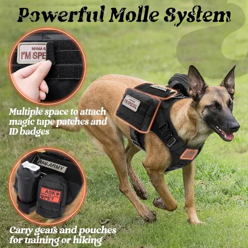 Vista 7 de rabbitgoo - Arnés táctico para perros pequeños, arnés resistente para mascotas con asa, chaleco de servicio sin tirones para razas pequeñas, chaleco