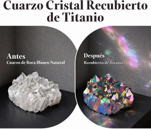 Vista 2 de Rockcloud - Escultura de cristal de cuarzo arcoíris con recubrimiento de titanio, geoda natural, druzy, piedra preciosa para decoración del hogar