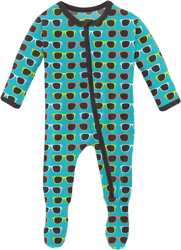 Vista 68 de KicKee Baby & Toddler - Pijama de viscosa ultrasuave de bambú con patas abatibles y puños