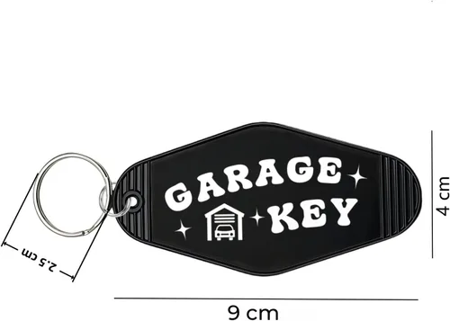Vista 2 de Garage Key Tag, Retro Motel Style Garage Keychain Keyring, Gift Key Lable for Man Woman Family