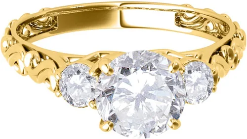 Vista 2 de MauliJewels 0.50 Ct. Three-Stone Diamond Engagement Ring for Women in 14K Solid White Yellow Rose Gold - Elegant and Timeless Design