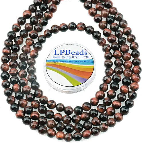 Vista 18 de LPBeads 100 Cuentas de 8mm Cuentas Redondas Naturales de Chakra, Cuentas Sueltas de Piedra Preciosa Redondas para Hacer Joyas con Cordón Elástico