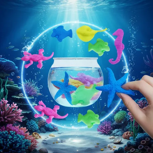 Vista 9 de Paquete de 24 Criaturas de Vida Marina Sensoriales de Gelatina que Crecen en Agua, Increíbles, Divertidas, Educativas, Juguete de Aprendizaje