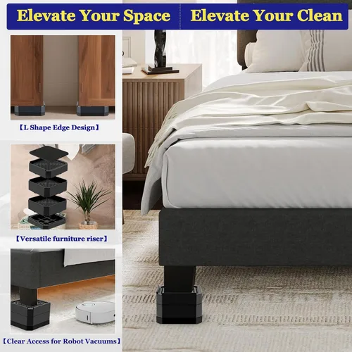Vista 4 de Elevadores de cama de base ancha, elevadores apilables para muebles, 2, 3.6, 5 pulgadas, elevadores de sofá resistentes para sillas y escritorios