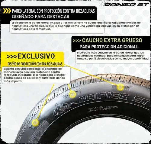 Vista 2 de eCustomrim ST145/R12 - Conjunto de llanta radial para remolque, rango de carga D, color negro