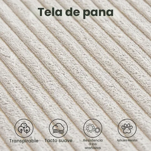 Vista 5 de Sofá seccional modular en forma de nube, sofá en L con otomano, sofá cama de 260 cm de tamaño grande, sofás cama de corduroy para sala de estar Beige