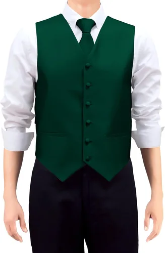 Vista 2 de Retreez Chaleco tejido de color sólido con corbata, pajarita, juego de regalo de 3 piezas